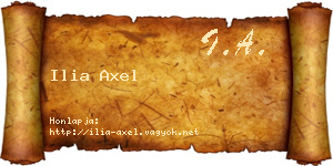 Ilia Axel névjegykártya